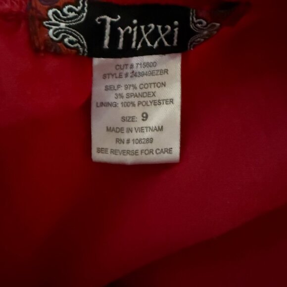 Trixxi Women's Junior 9 Red Fit and Flare Dress - Picture 5 of 5